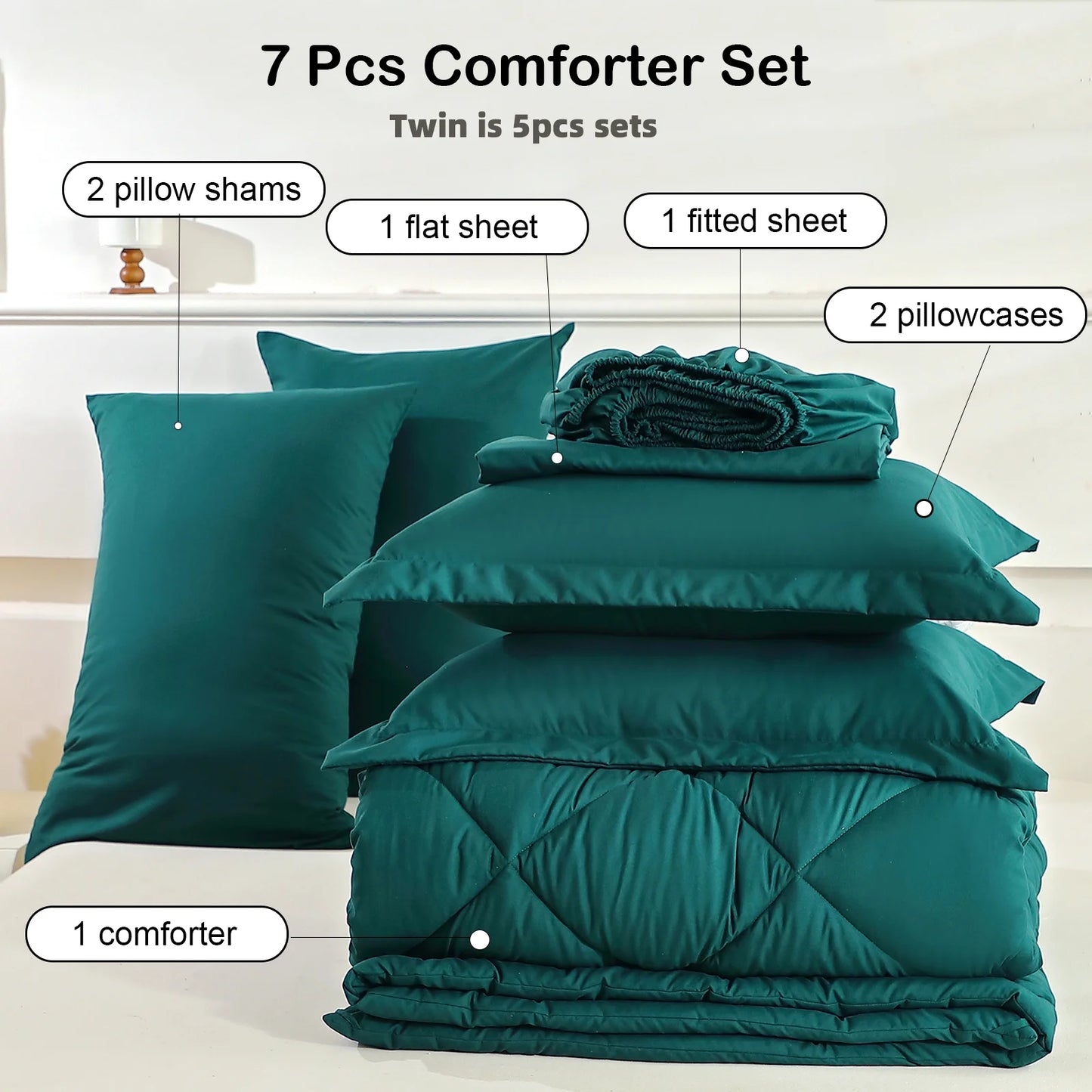 EasYum Brushed Polyester Quilted Bedding Set With Comforter And Sheets