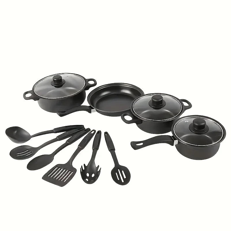 Aehome Nonstick Stainless Steel Cookware Set with Utensils Induction Compatible