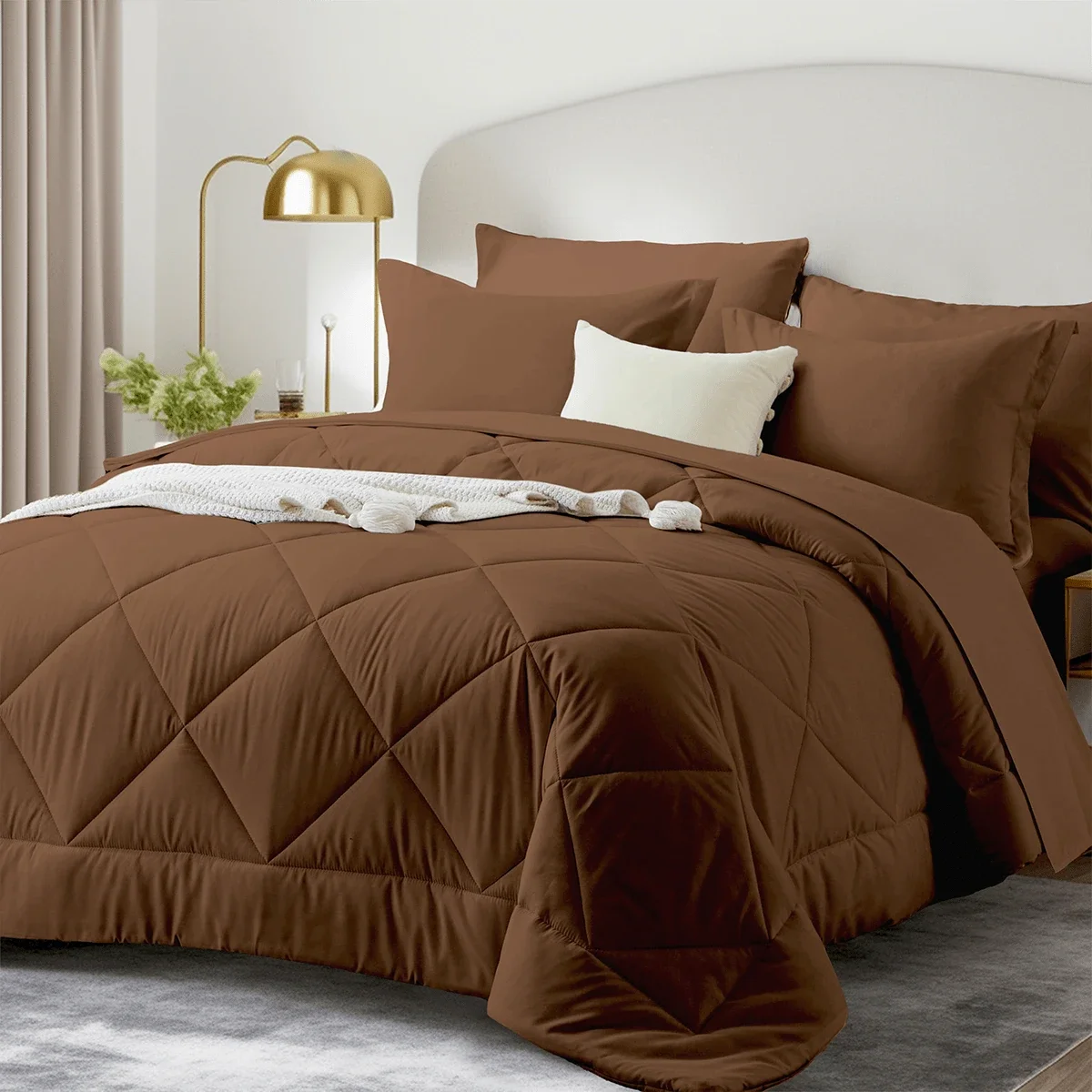 Geometric Pattern Comforter Set With Embroidered Jacquard Design