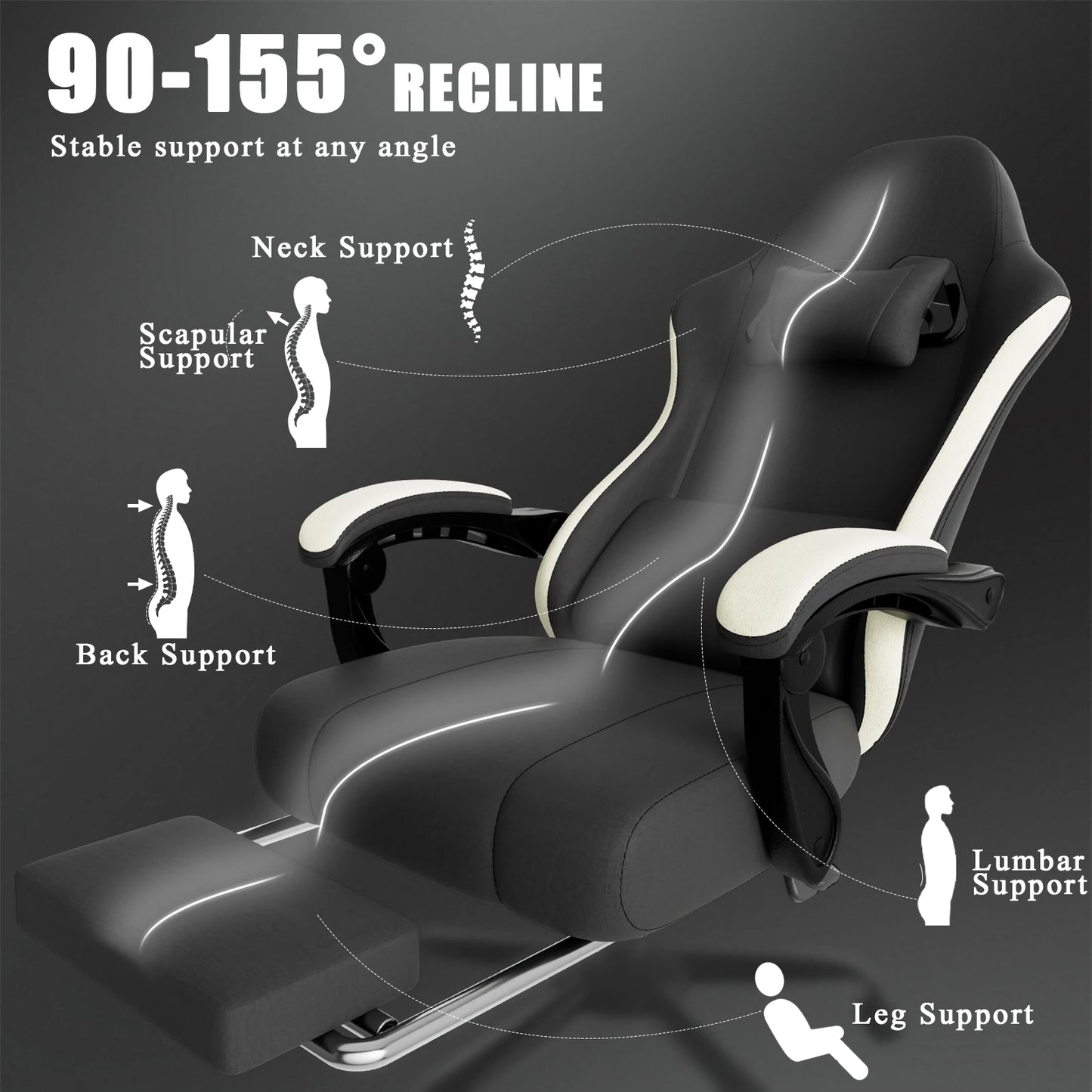 Breathable Ergonomic Gaming Chair With Adjustable Lumbar Support