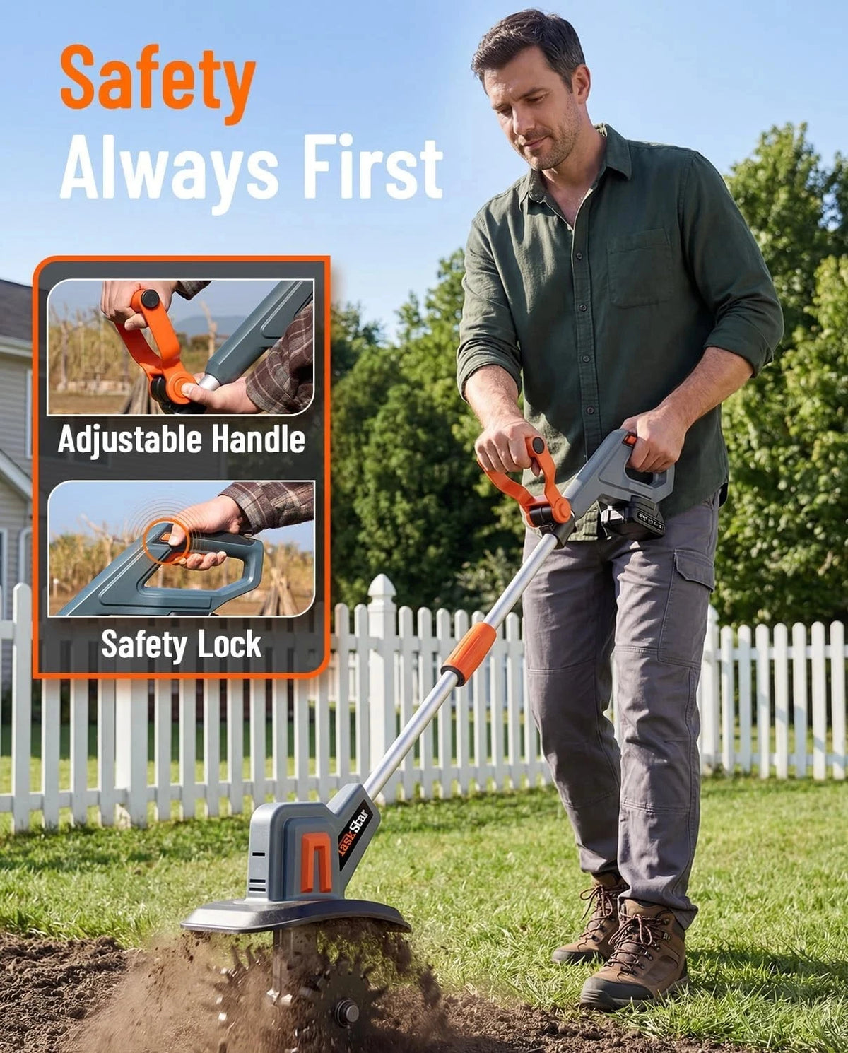 TaskStar Cordless Electric Tiller With Portable Soil Cultivator