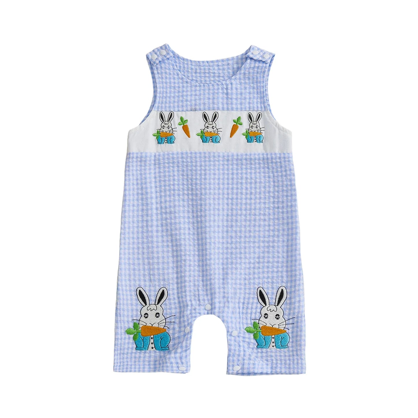 Soft Cotton Embroidered Baby Romper Button Up Summer Jumpsuit