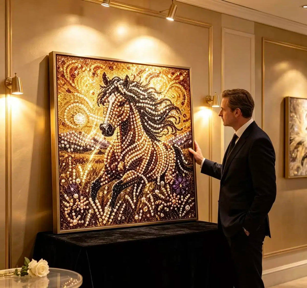 Running Horse Diamond Painting Kit With Pearl Crystal Rhinestones