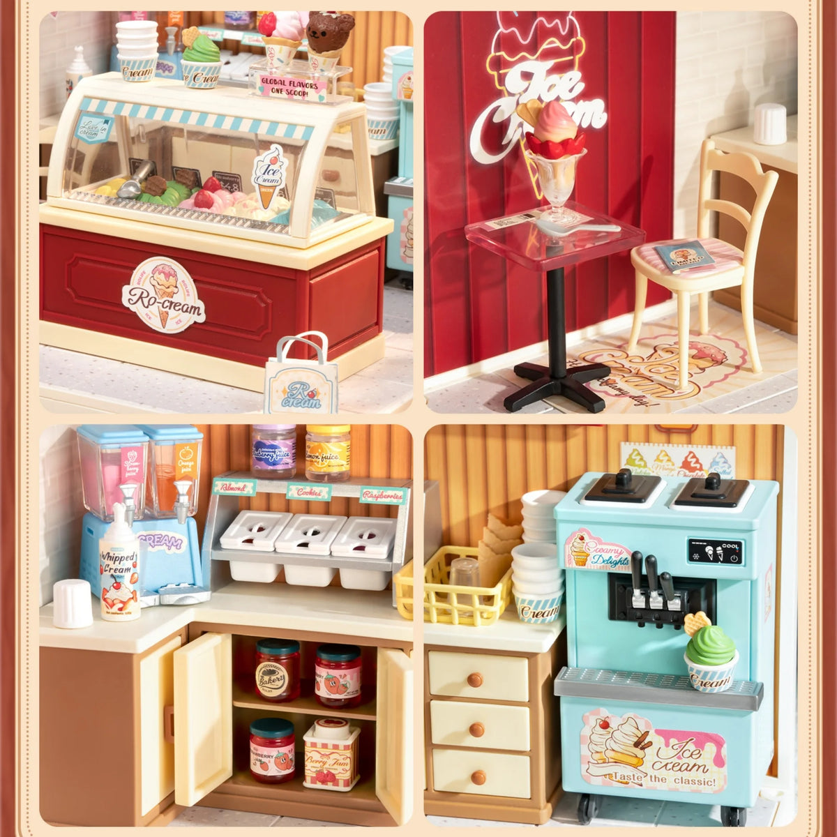 Rolife Flavorful Ice Cream DIY Miniature Dollhouse Kit With LED