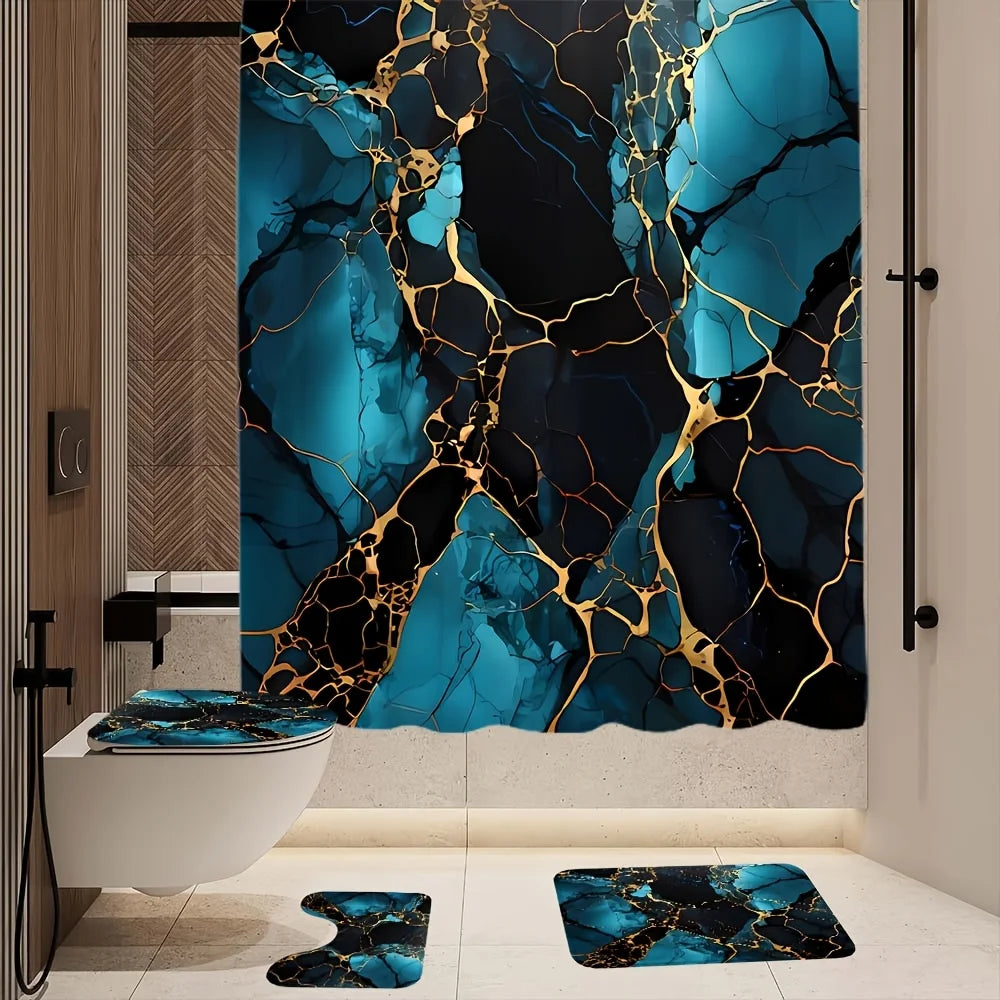 Premium Polyester Shower Curtain Set With Heavy Hooks