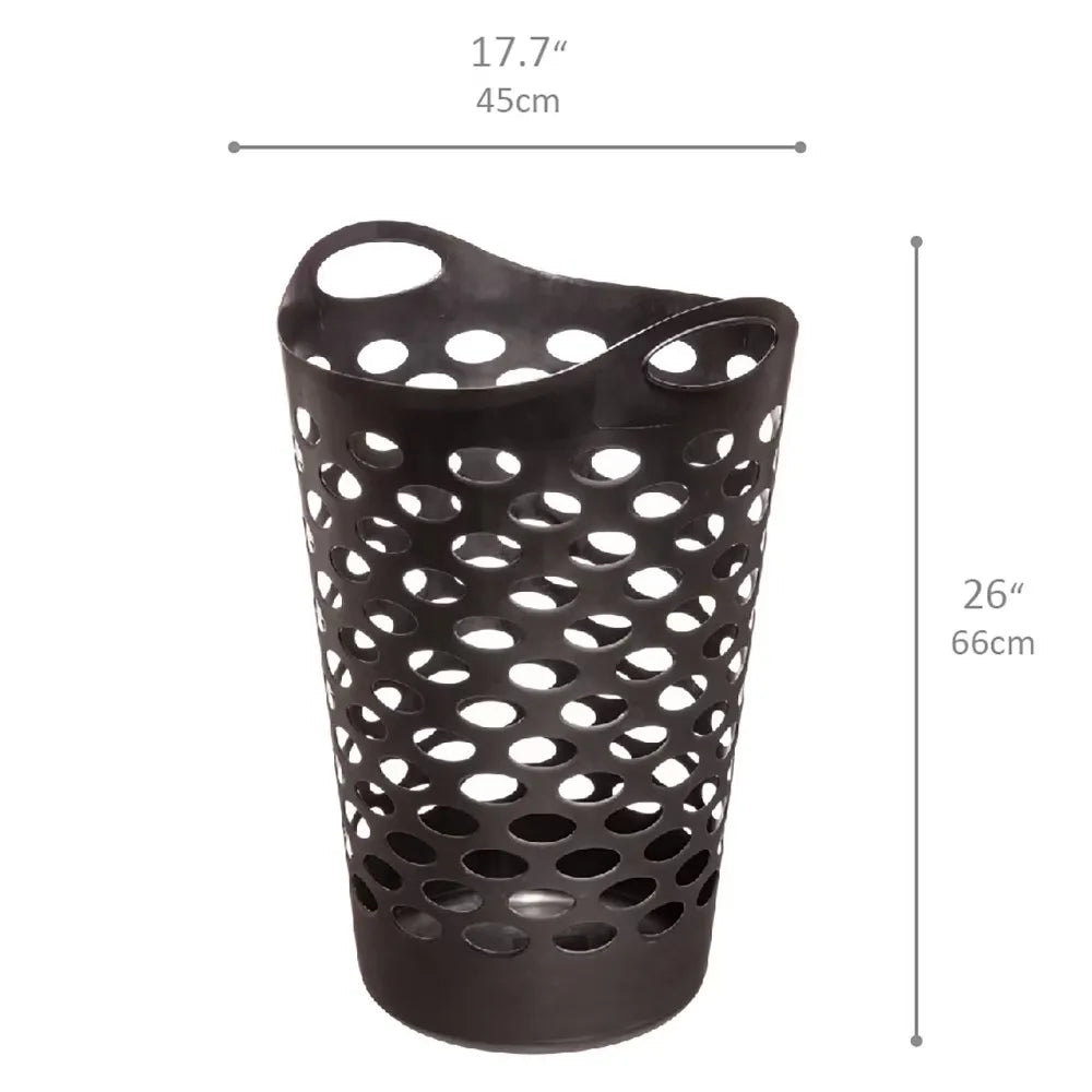 Round Portable Plastic Laundry Hamper With Sturdy Handles And Storage