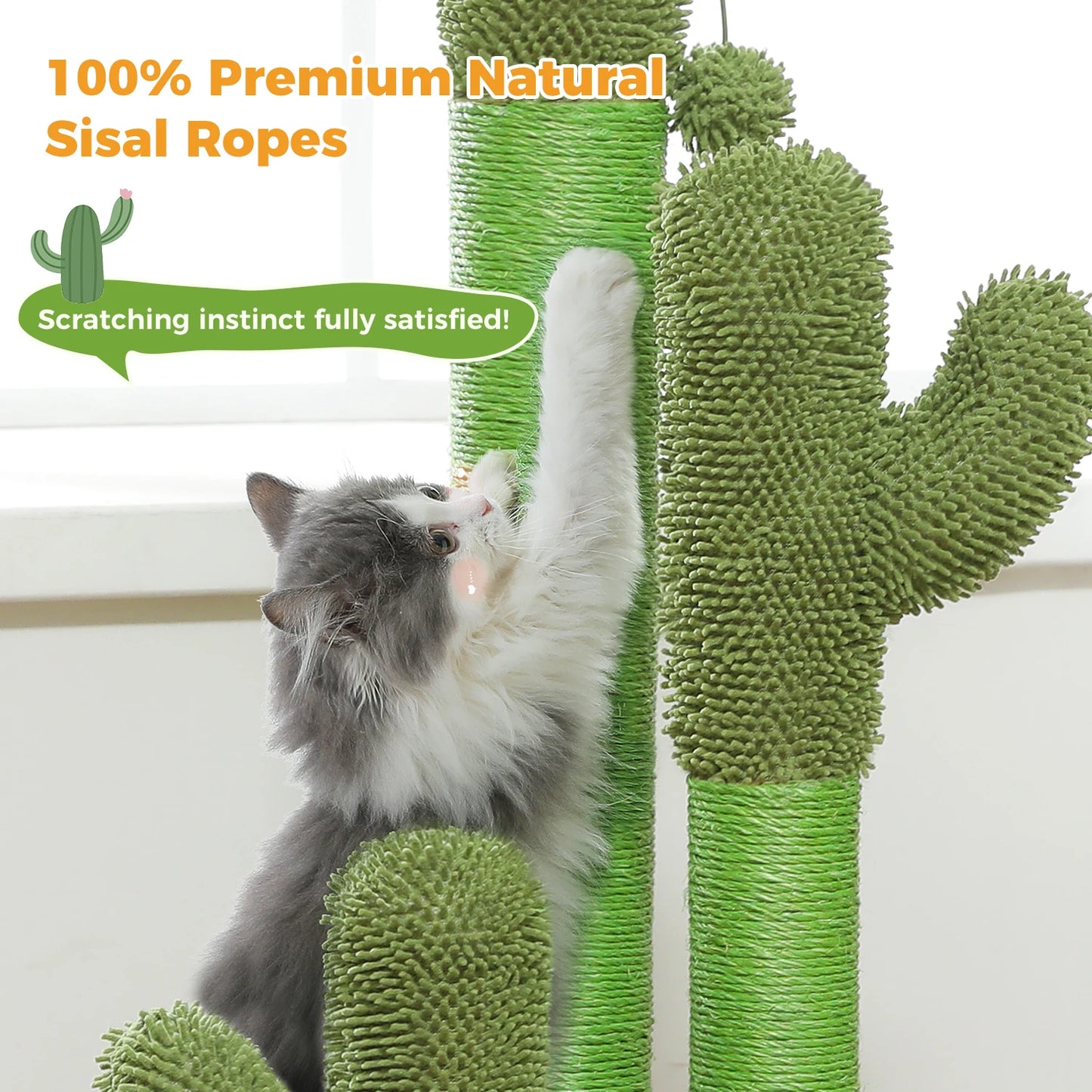 PAWZ Road Cactus Cat Scratching Post With Sisal Sturdy Poles