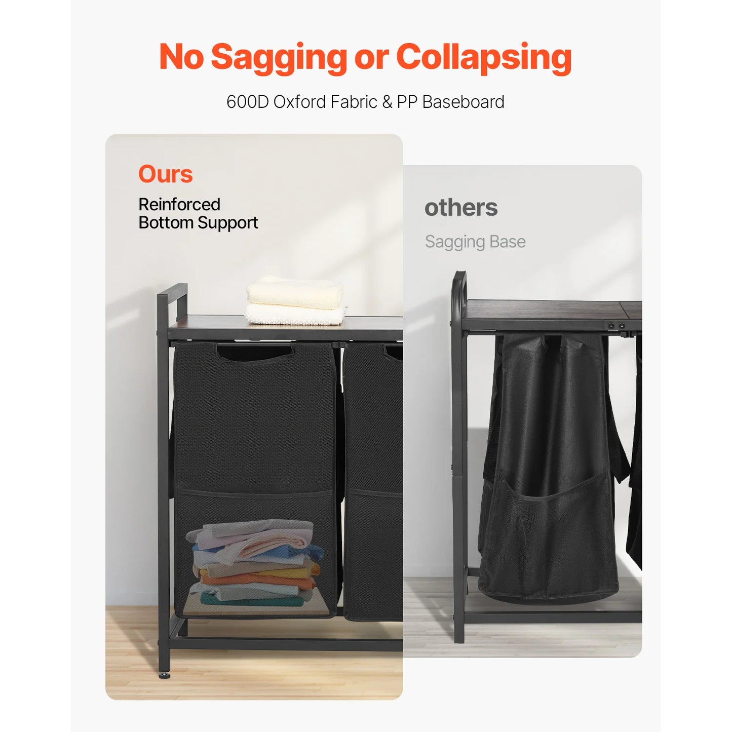 SucceBuy Dual Compartment Laundry Sorter With Metal Frame