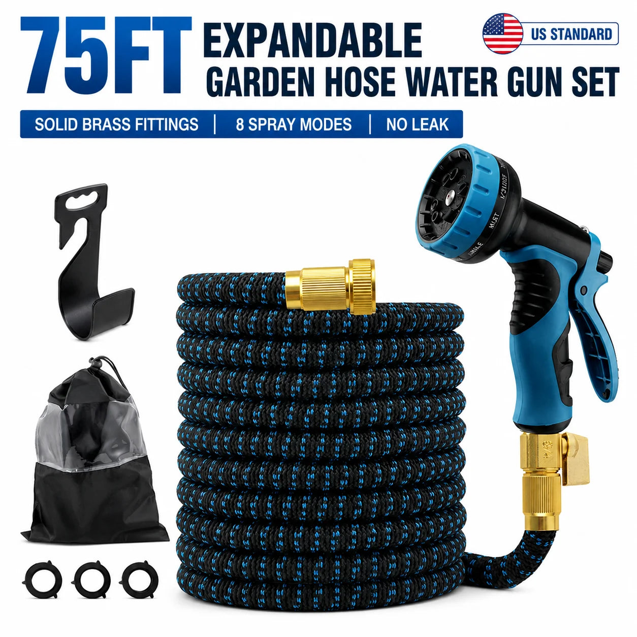 Expandable Retractable Garden Water Hose With brass Fitting
