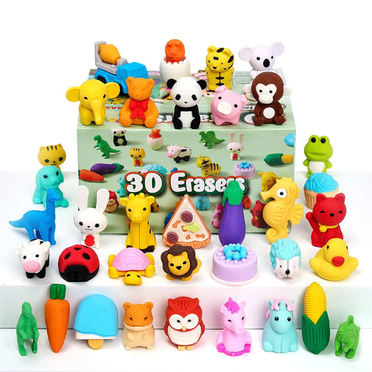 Joyfy 3D Animal Erasers Set for Pencil Desk Classroom