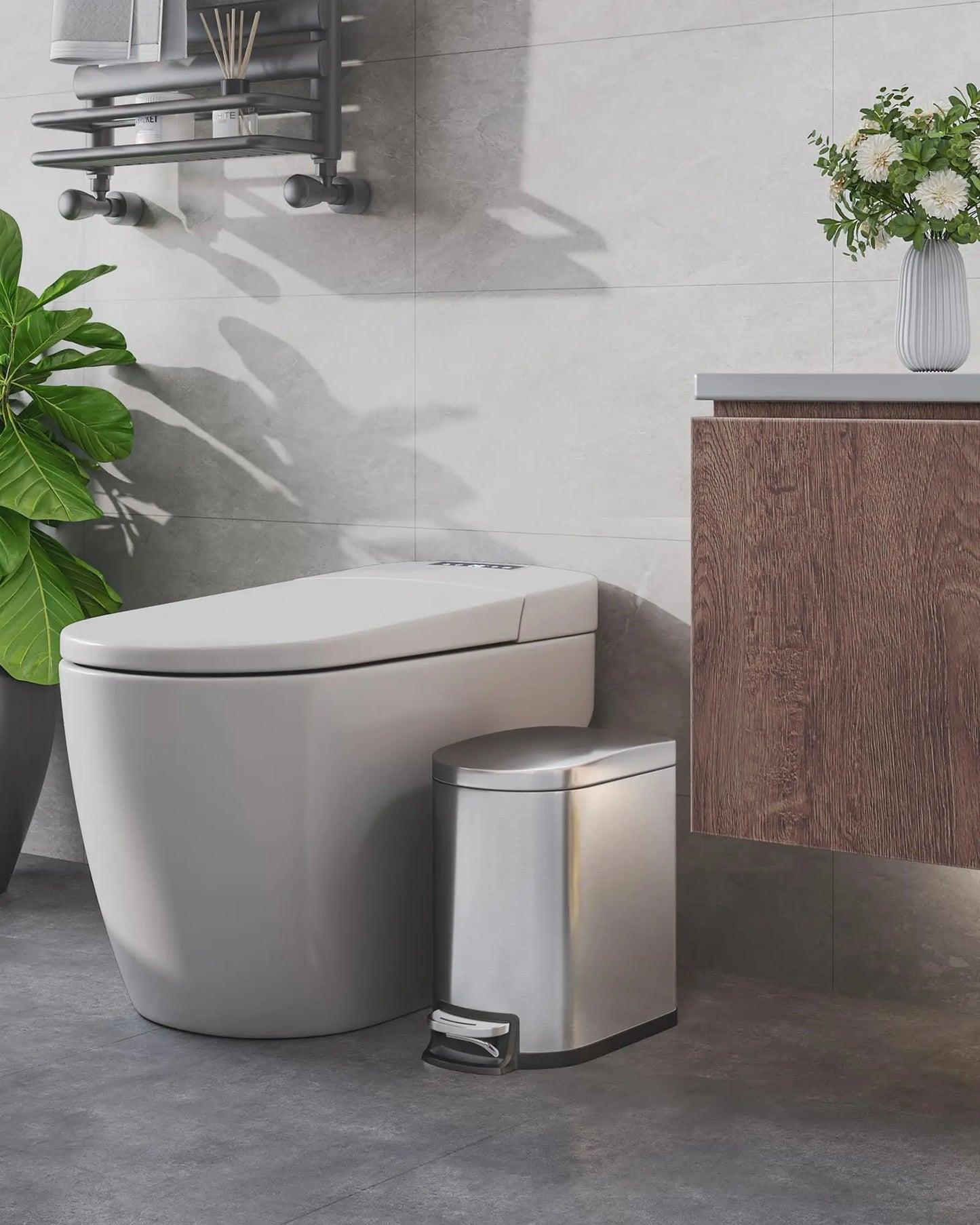 Step On Stainless Steel Trash Can With Soft Close Lid