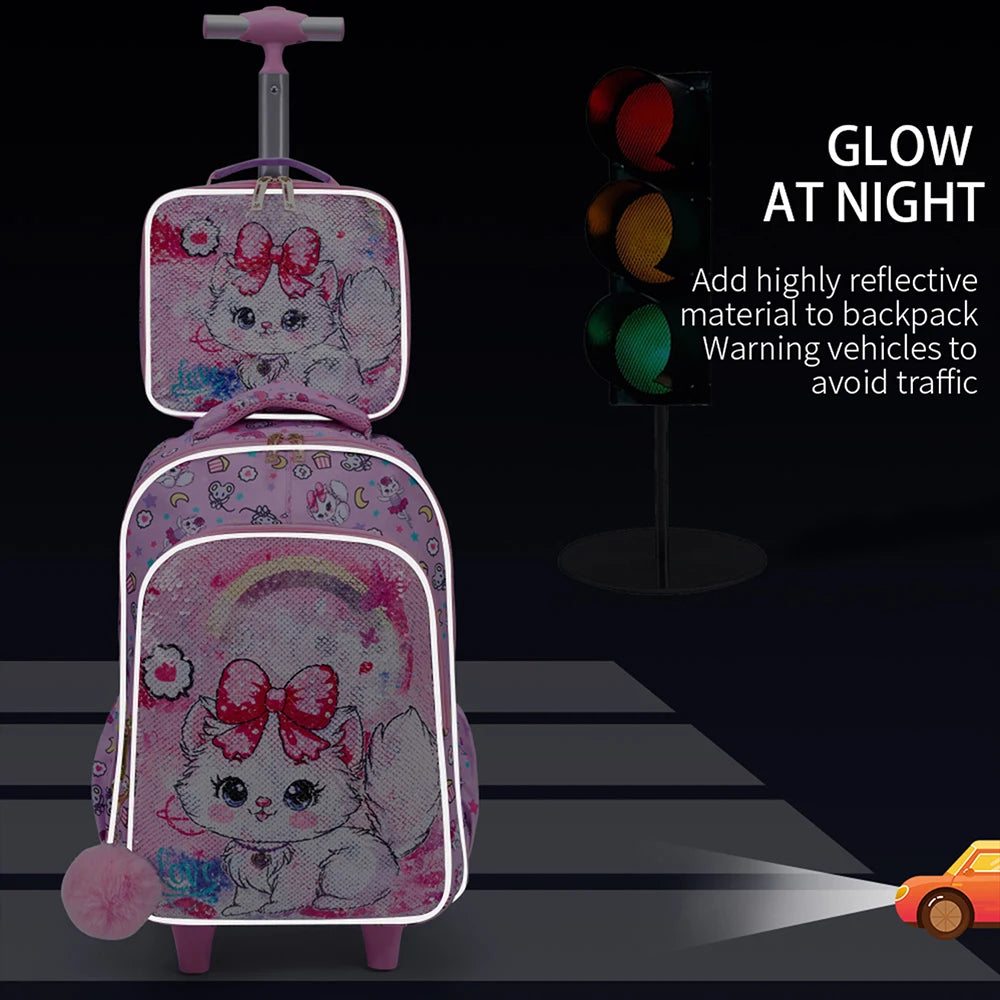 Bling Babies Kids Travel Backpack With Wheels Lunch Box Kit
