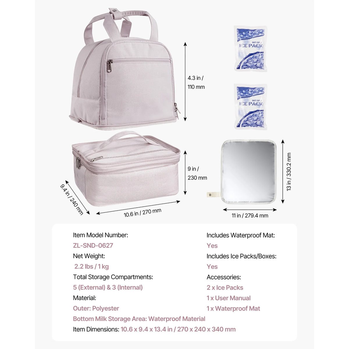 SucceBuy Portable Breast Pump Backpack And Storage Case