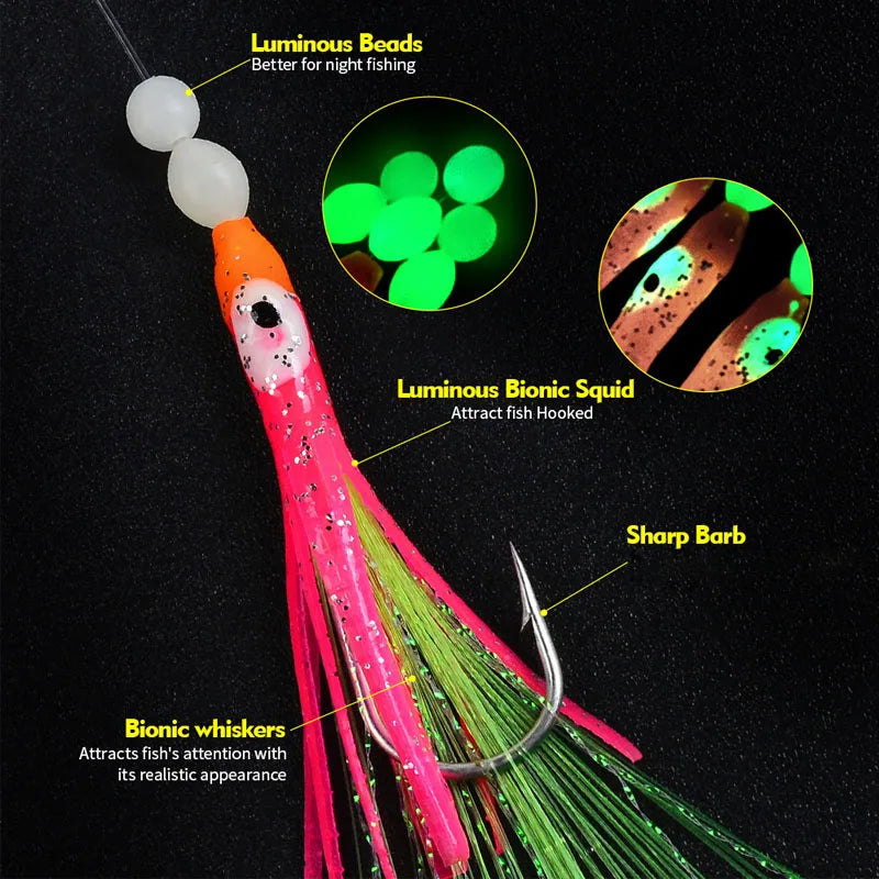 Luminous Squid Sabiki Rig Soft Octopus Fishing Lures