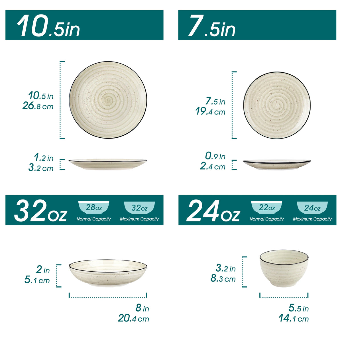 Malacasa Ceramic Dinnerware Set Hand Painted Spiral Pattern