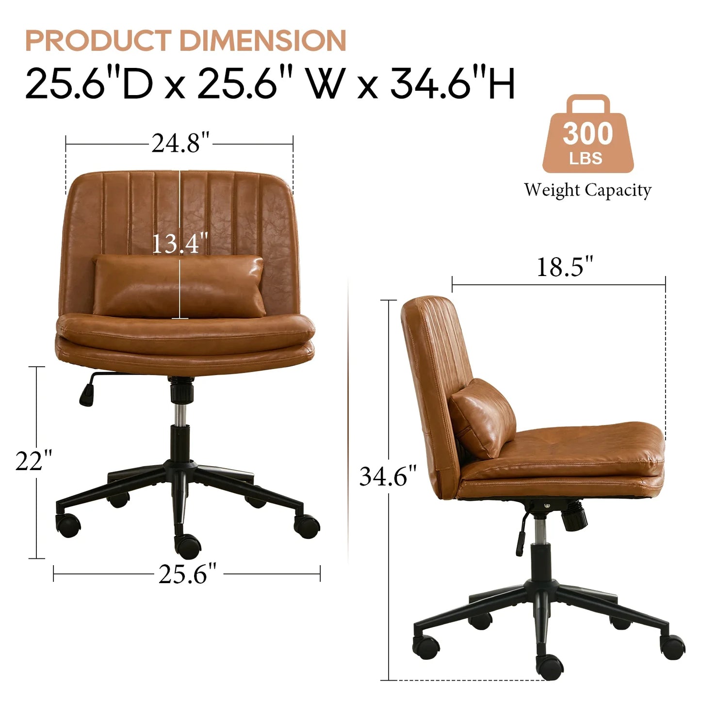 TCGBKAF Adjustable Swivel Desk Chair With Lumbar Pillow