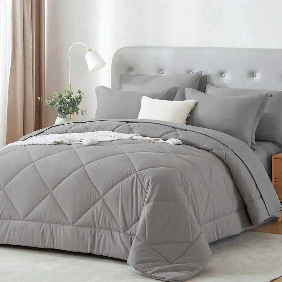 Geometric Pattern Comforter Set With Embroidered Jacquard Design