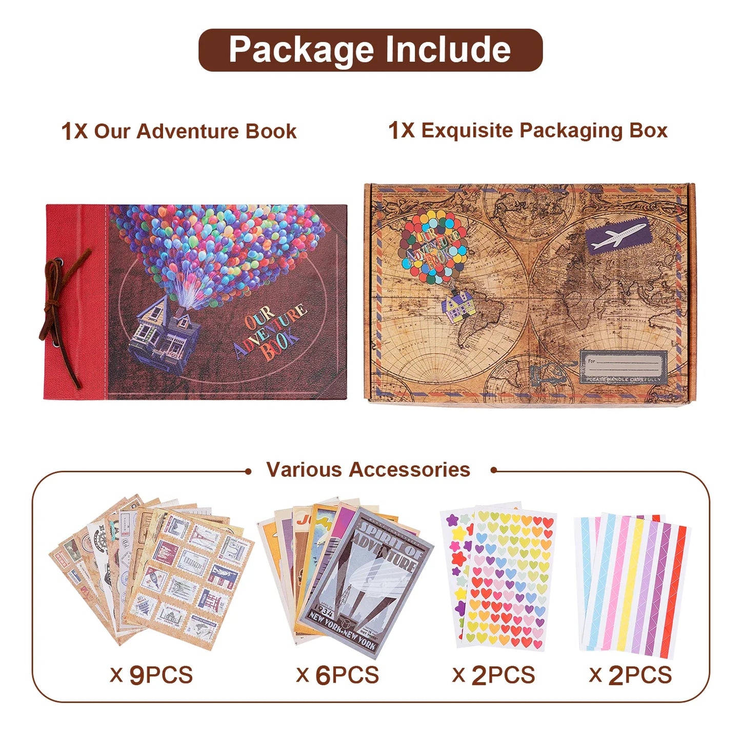 Adventure Book Scrapbook Album For Photos Retro Embossed Hardcover Wedding