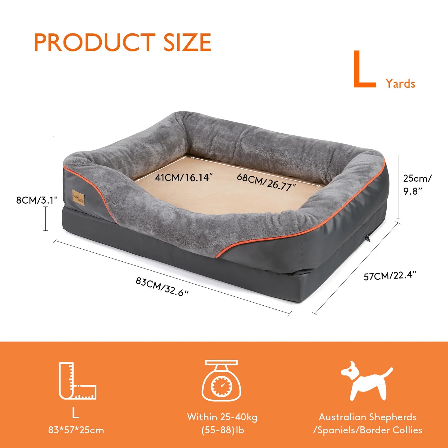 Bingopaw Large Soft Anti Allergy Washable Dog Bed With Removable Cover