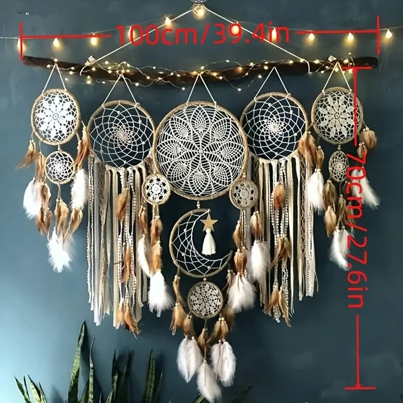 Handcrafted Moon And Sun Dream Catcher Wall Decoration Set
