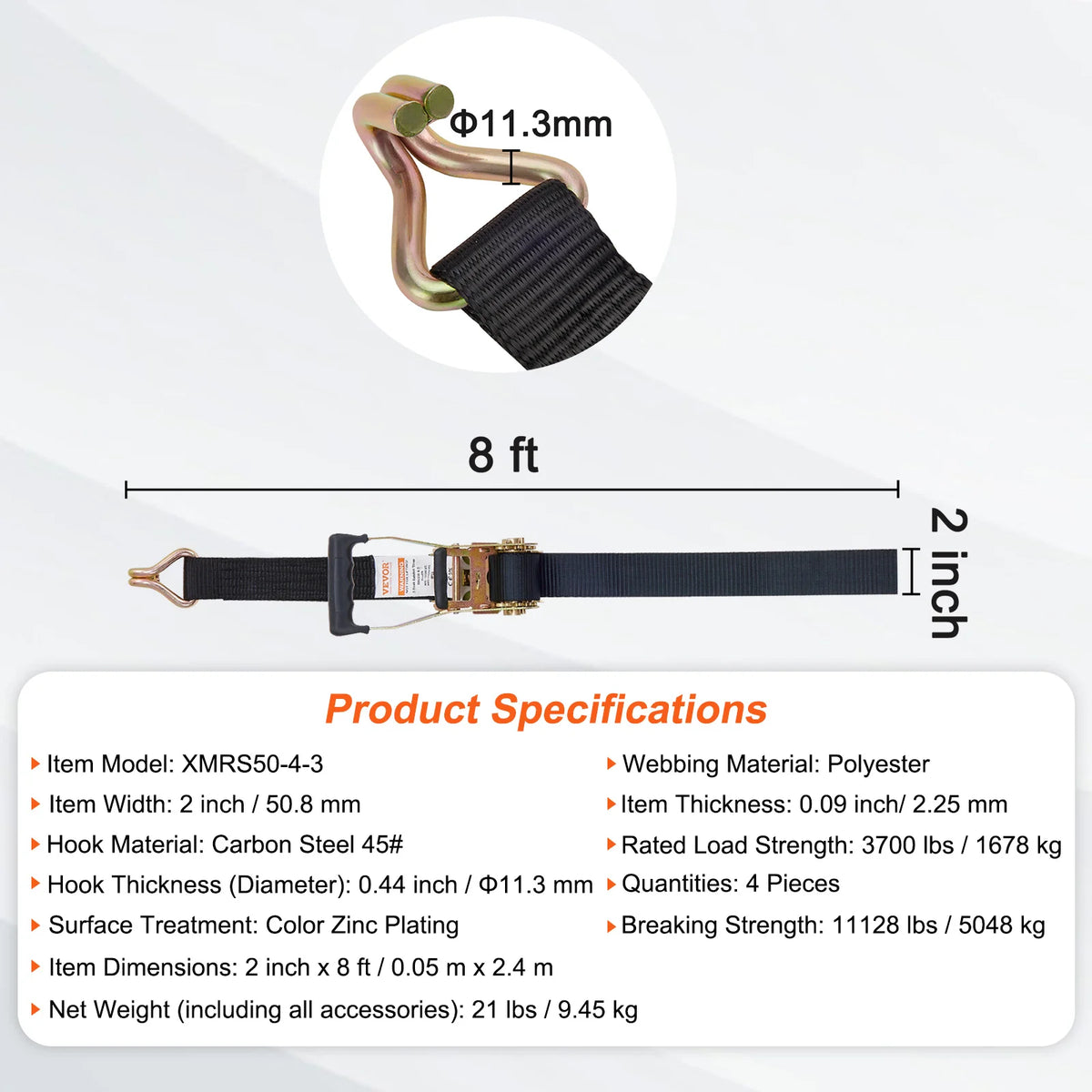 SucceBuy Heavy Duty Ratchet Tie Down Straps For Cargo